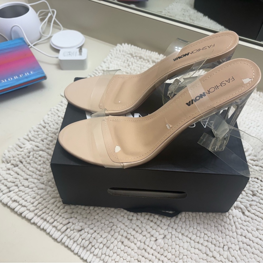 Fashion Nova Nude and Clear Heels